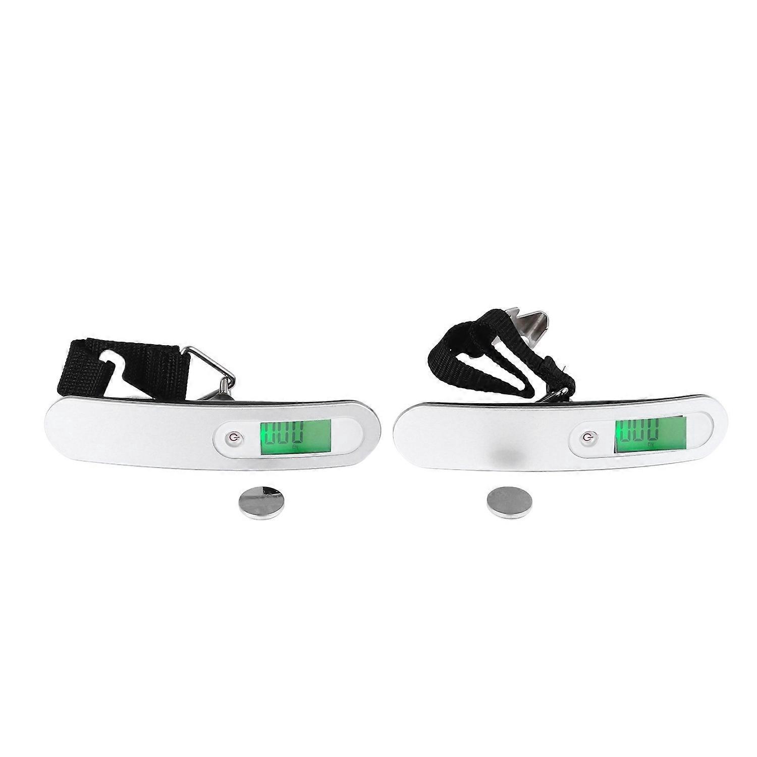 2er-pack Digitale Gepäckwaage Mit Lcd-hintergrundbeleuchtung, 110 Lbs (ca. 50 Kg), 4 Einheiten, Tragbare Hänge-reisewaage, Silberfarben