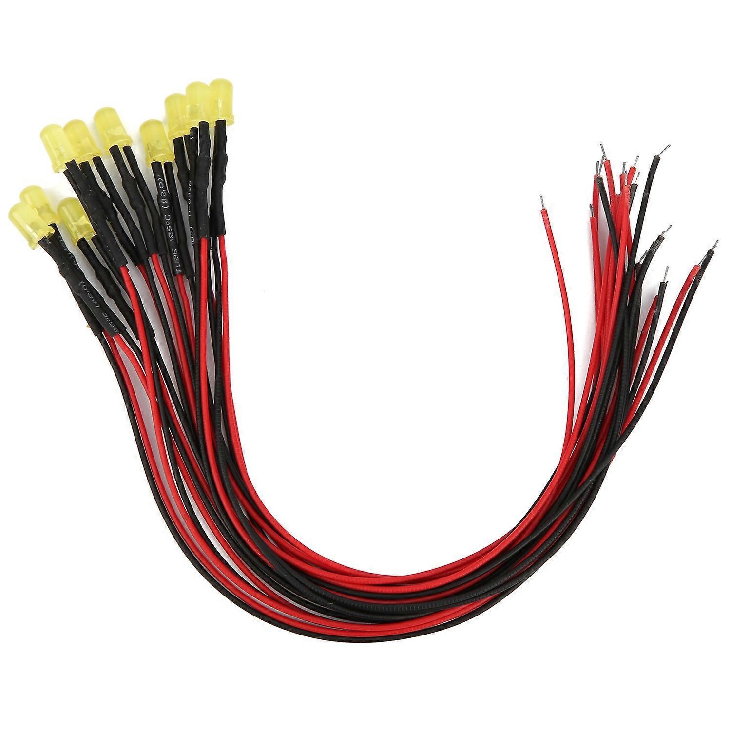 100 Stück 12v Klare 5mm Vorverdrahtete Leuchtdioden Mit 20cm Kabel, Led-lichtperlen, Gelb Bis Gelb