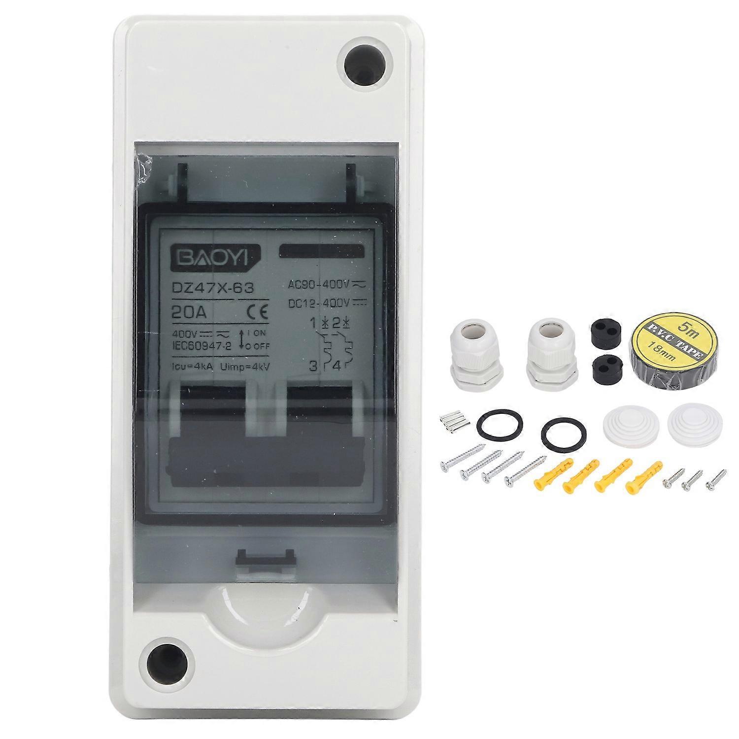 Dc-miniatur-leistungsschalter 2p 20a Dc12v‐400v Ac90‐400v Trennschalter Ip65 Wasserdicht Für So