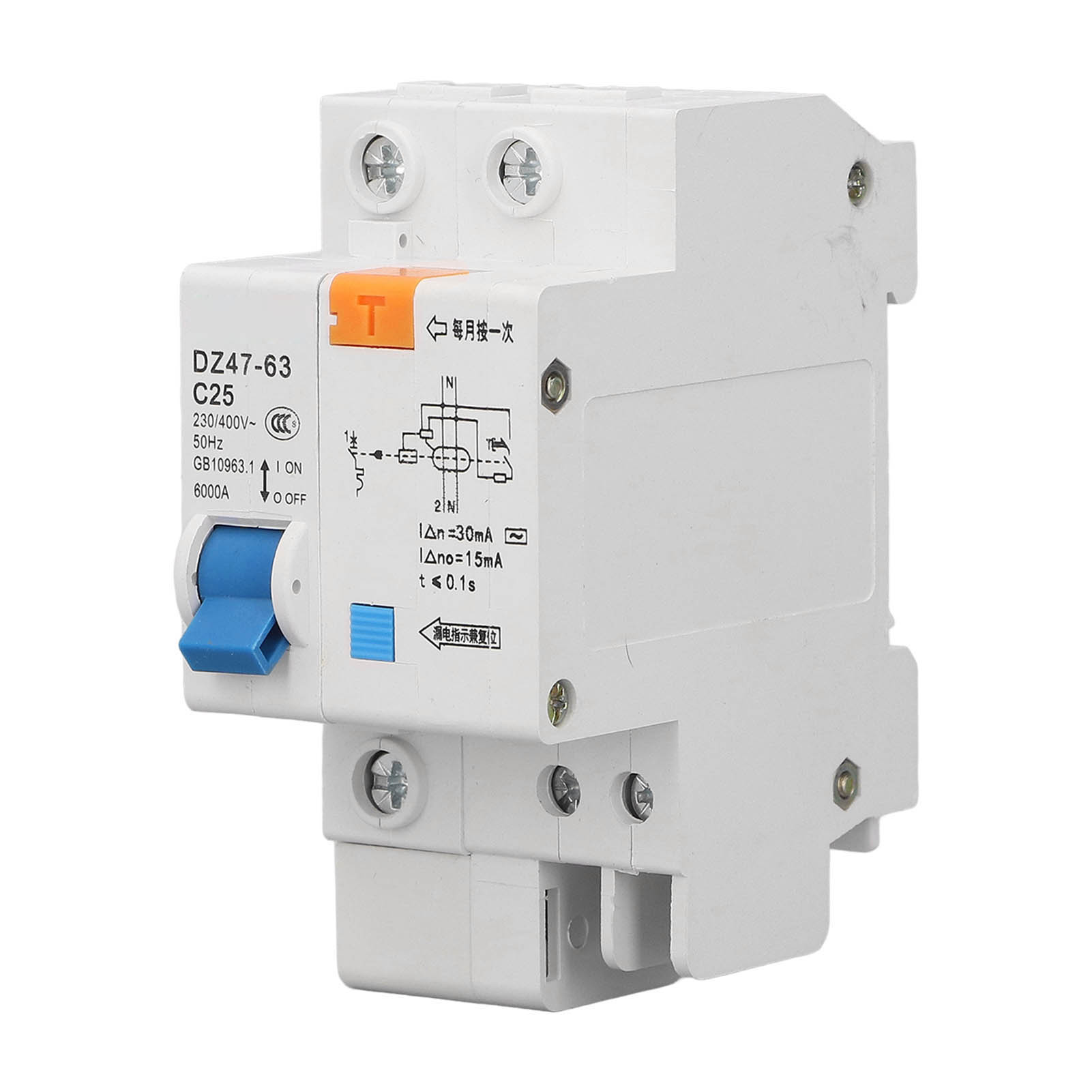 1p+n 25a Ac-leistungsschalter Mit Fehlerstromschutzschalter 230v 400v Dz47le‑63 C25