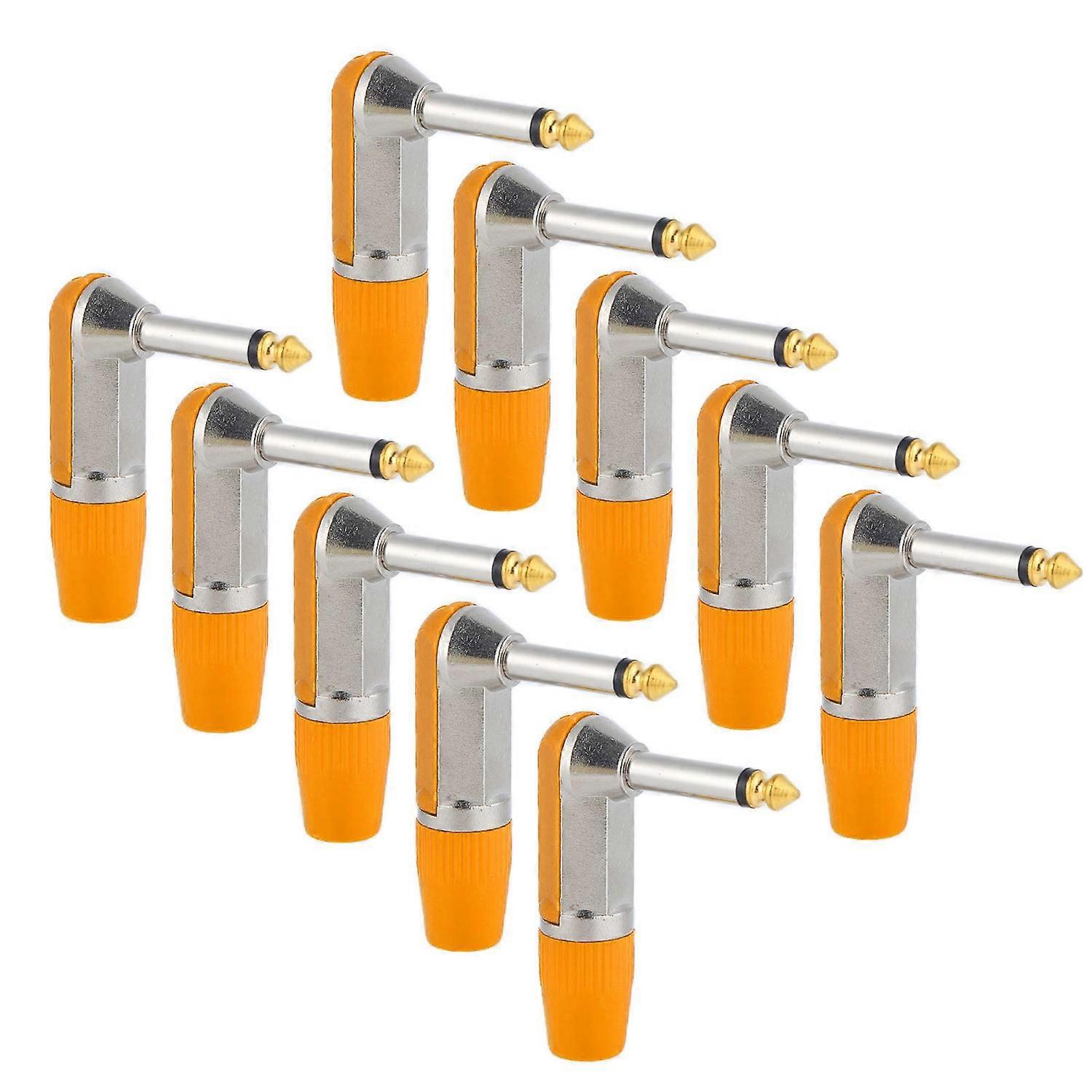 10 Stück 6,35-mm-xlr-audiostecker, Abgewinkelt, Professionell, Langlebig, Korrosionsbeständig, Kopfhöreradapter, Orange