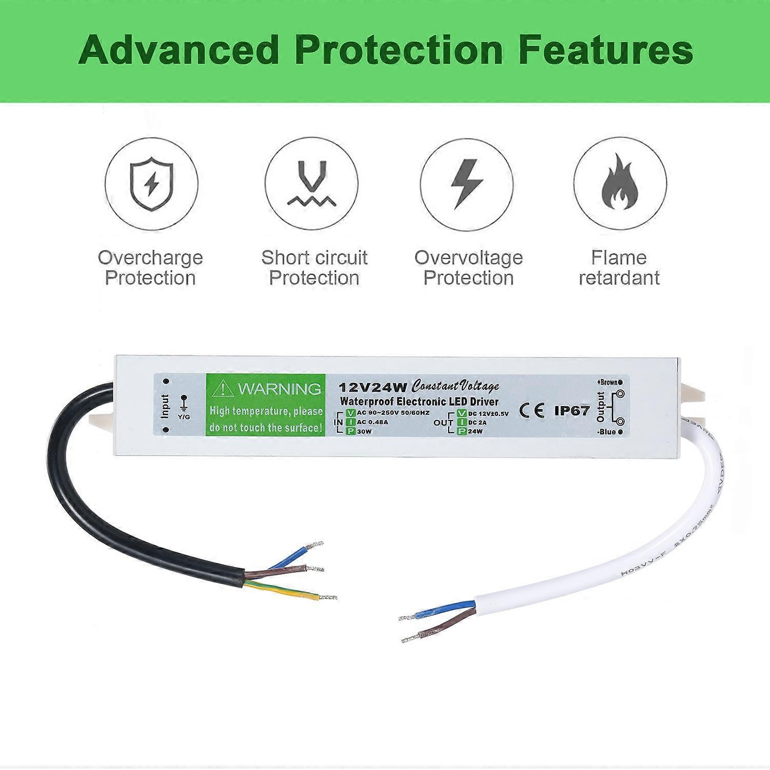 Wasserdichter Led-treiber Ip67 Schaltnetzteil-transformator-adapter Ac 90v-250v Auf Dc 12v 24w Niedrige Spannung