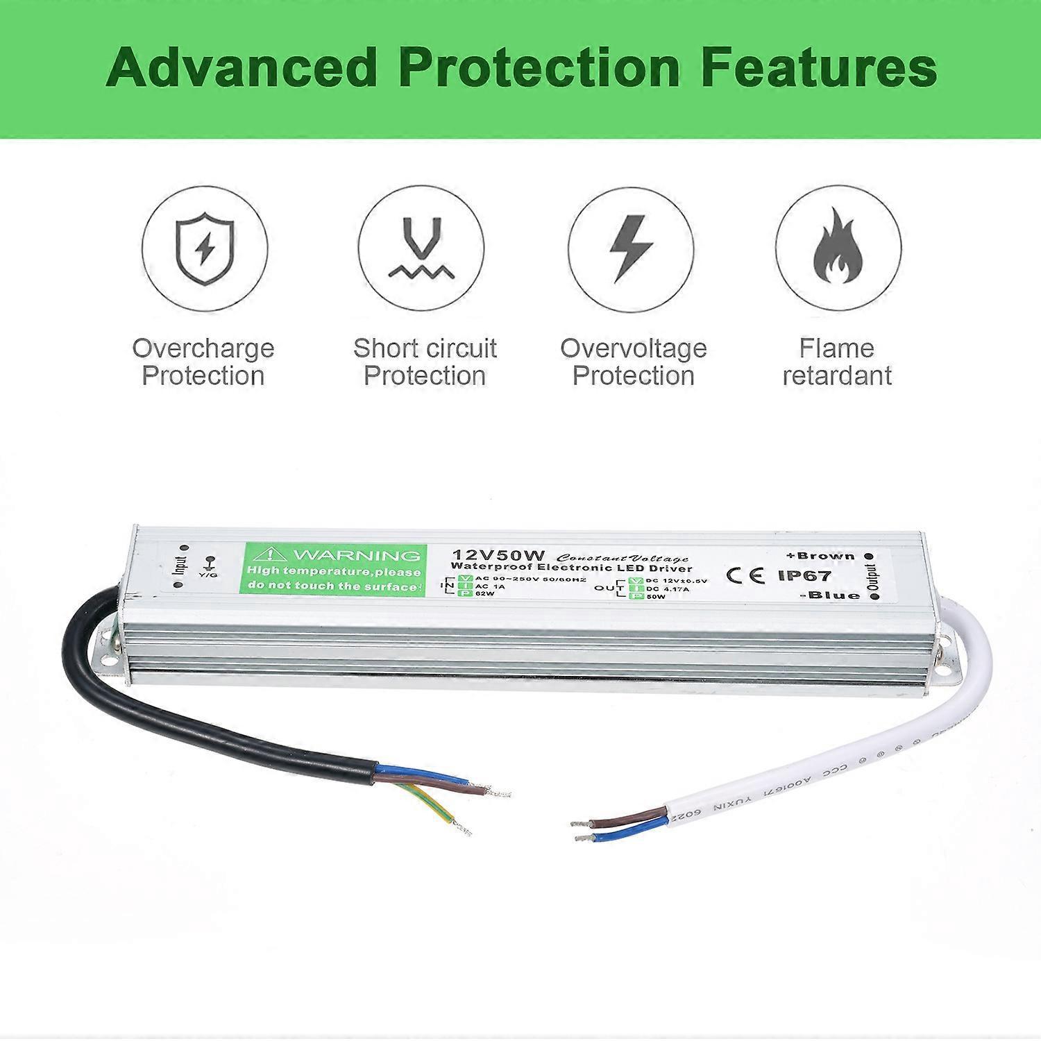 Wasserdichter Led-treiber Ip67 Schaltnetzteil-transformator-adapter Ac 90v-250v Auf Dc 12v 50w Niedrige Spannung