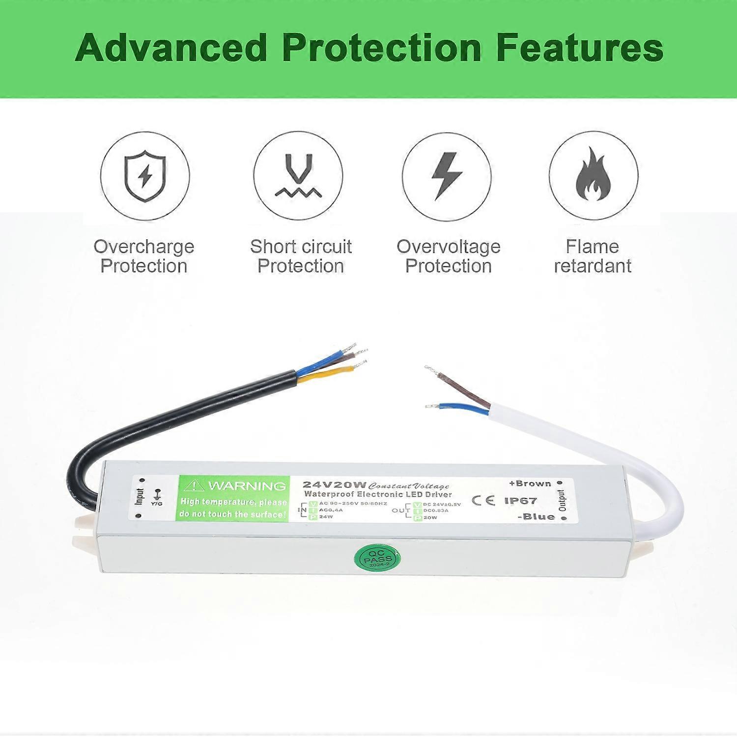 Ip67 Wasserdichter Led-treiber-schaltnetzteil-transformator-adapter Ac 90v-250v Auf Dc 24v 20w Konstant