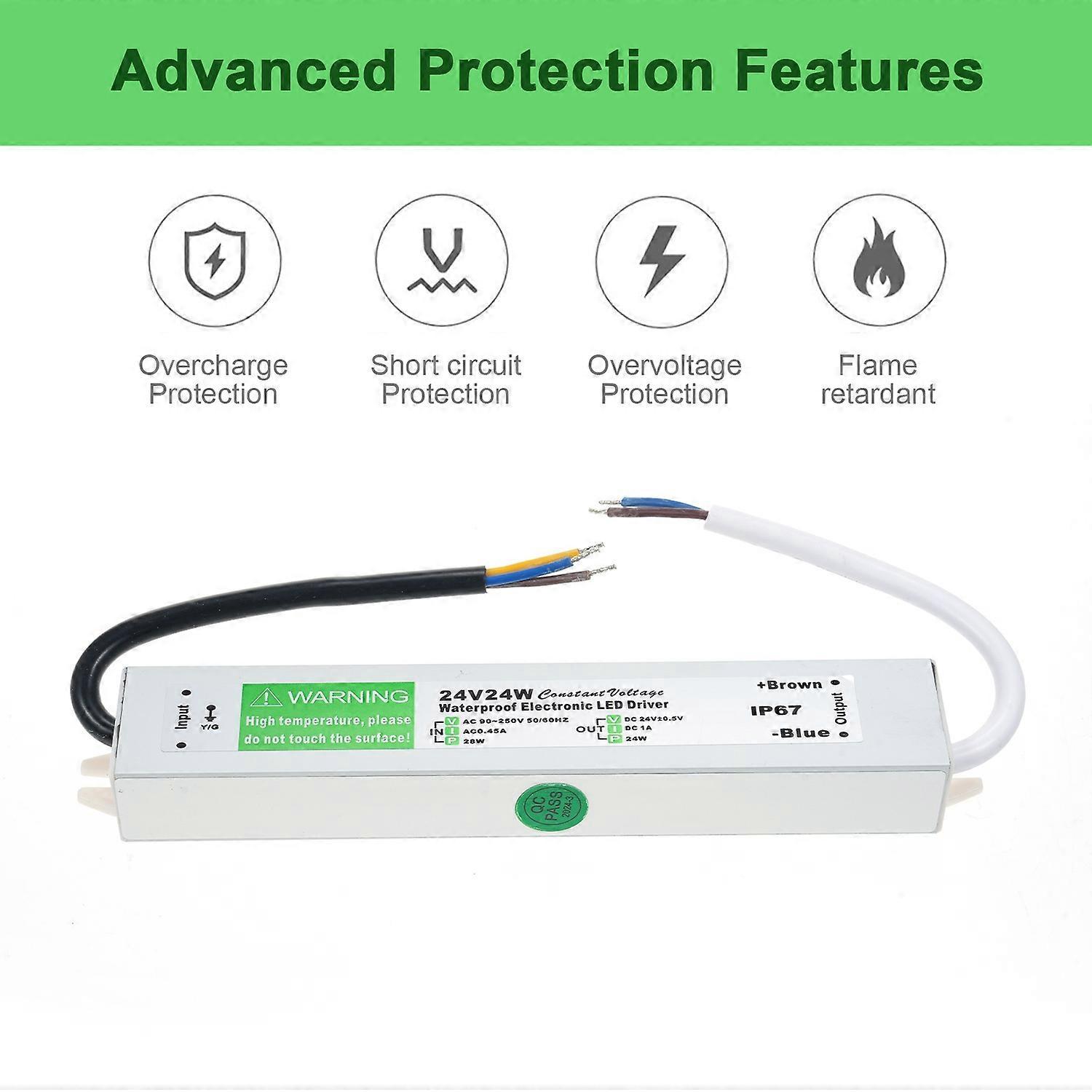 Ip67 Wasserdichter Led-treiber-schaltnetzteil-transformator-adapter Ac 90v-250v Auf Dc 24v 24w Konstant
