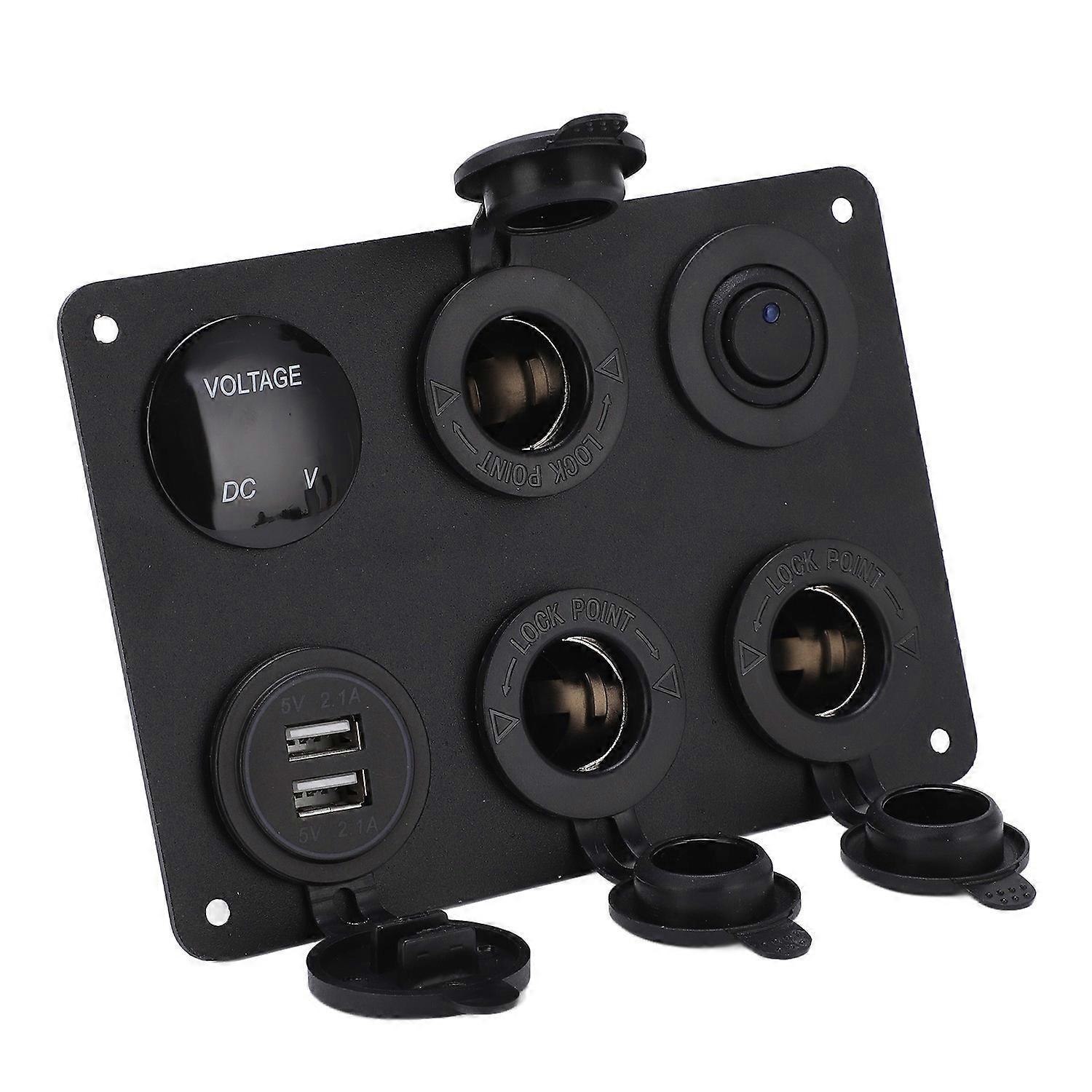 6-fach Schalterpanel, Wasserdicht, Led-digitalanzeige, Voltmeter, Usb-ein/aus-kit Für Auto, Wohnmobil, Yacht