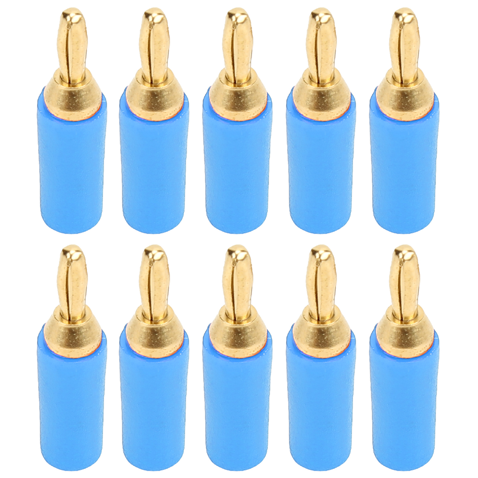10 Stück J.10007 2,5 Mm Bananenstecker Aus Messing, Vergoldet, Instrumenten- Und Prüfstecker, Blau