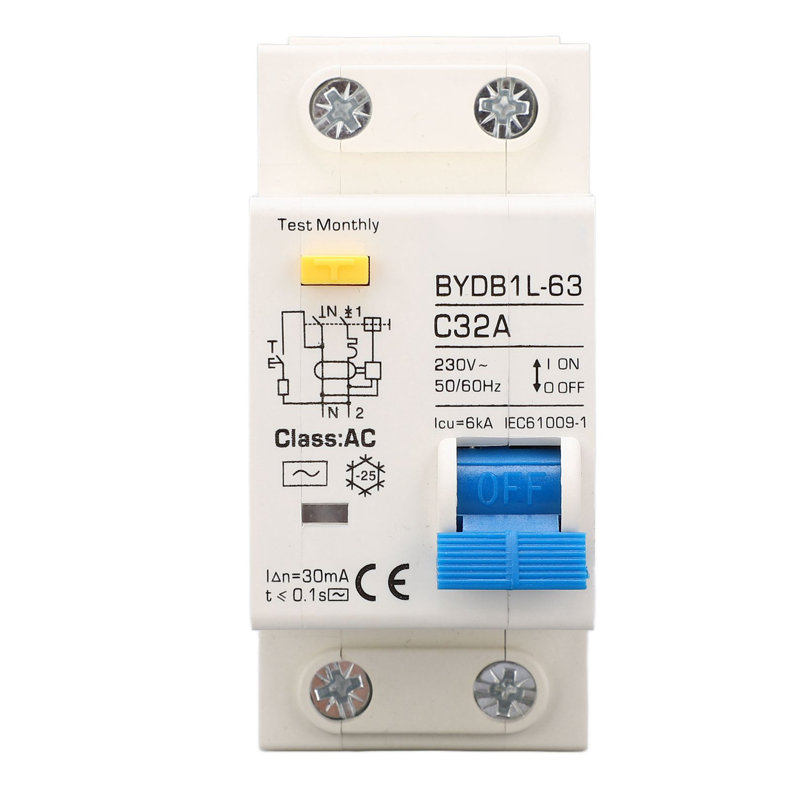 Fehlerstromschutzschalter (1p+n), 30 Ma, Typ: Ac-mini-leistungsschalter, 230 V, 32 A