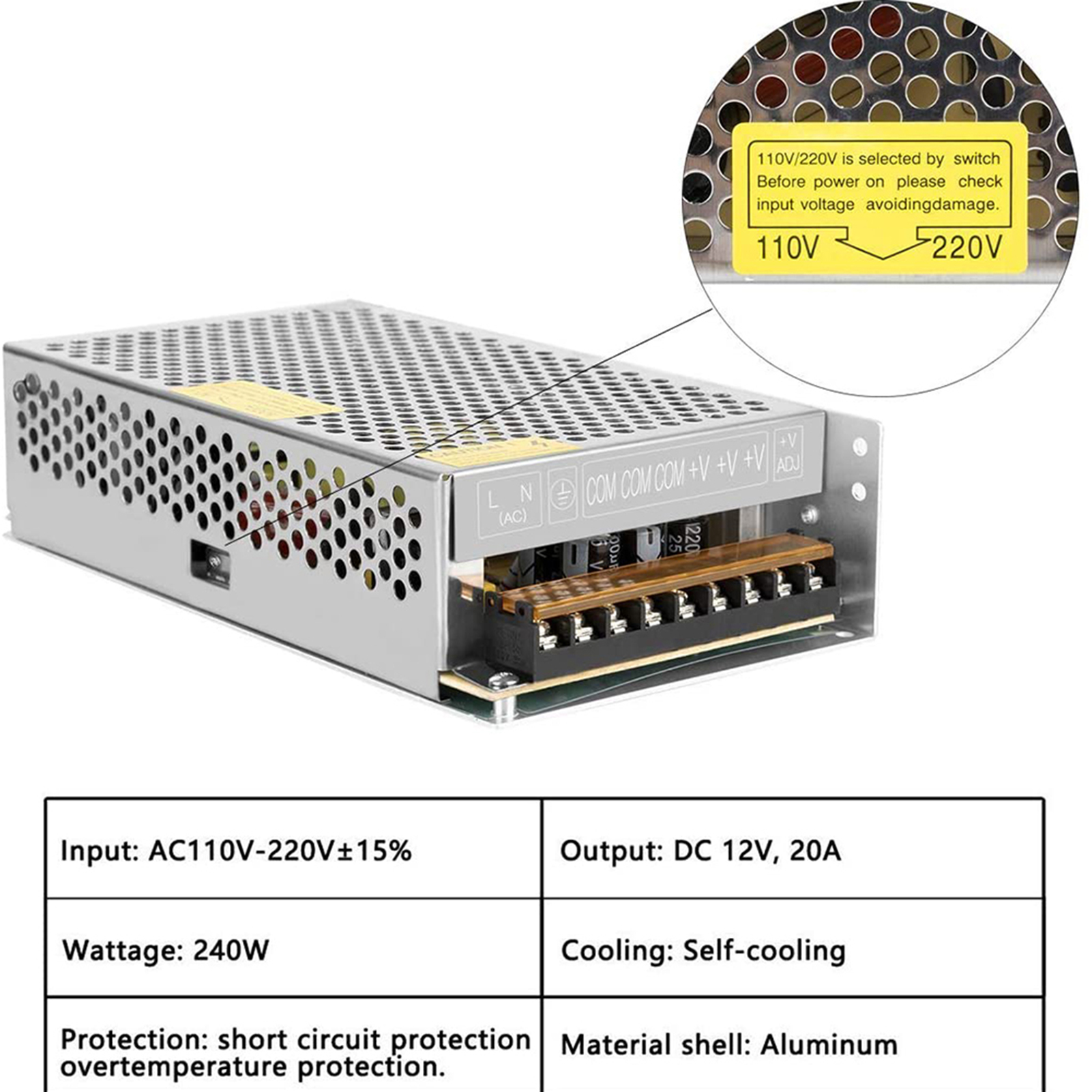 Universeller Geregelter Schaltnetzteil-transformator (12 V, 20 A) Für Led-streifen