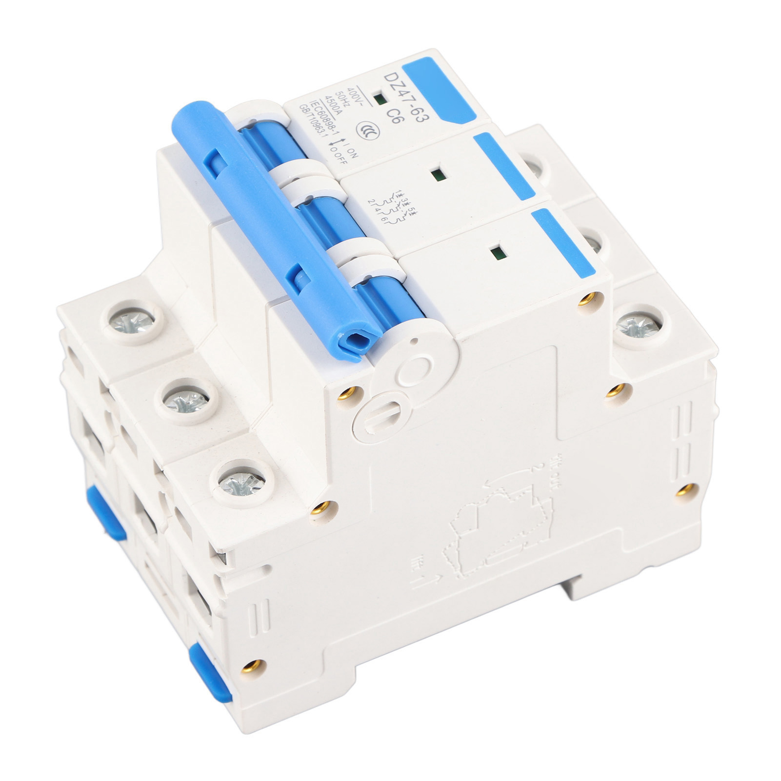 Ac 400v 6/10/16/20a 3-poliger Leitungsschutzschalter Mcb Sicherheitsschalter Dz47-63 (6a)