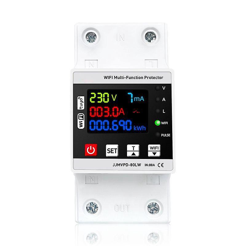 Tuya Wifi 80a Intelligenter Wiedereinschaltschutz Strom- Und Spannungsüberwachungs-leistungsschalter