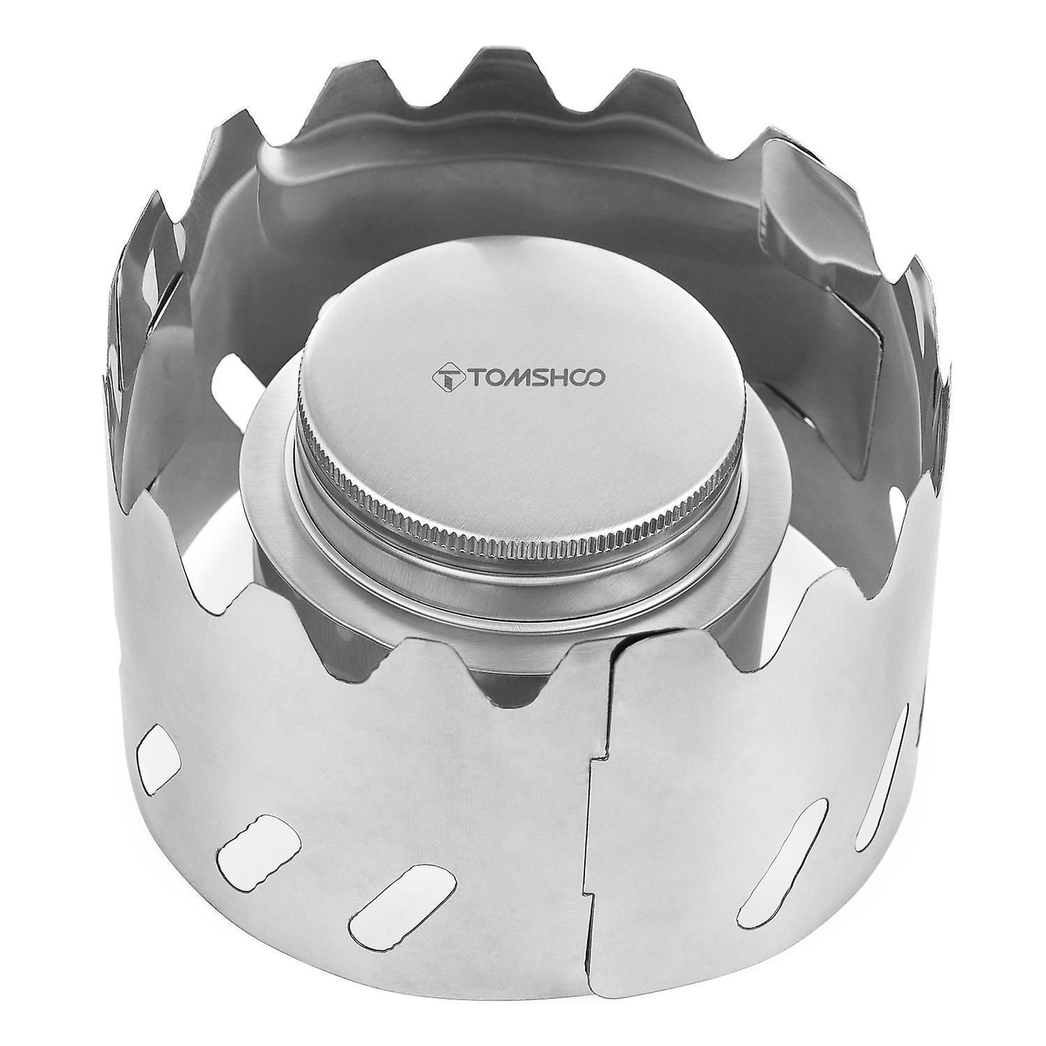 Tomshoo Tragbarer Mini-spirituskocher Aus Aluminiumlegierung Mit Deckel Und Windschutz Aus Edelstahl