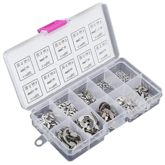 200 Stück Edelstahl-e-clip-e-ring-sicherungsring-sortiment M1,5-m10