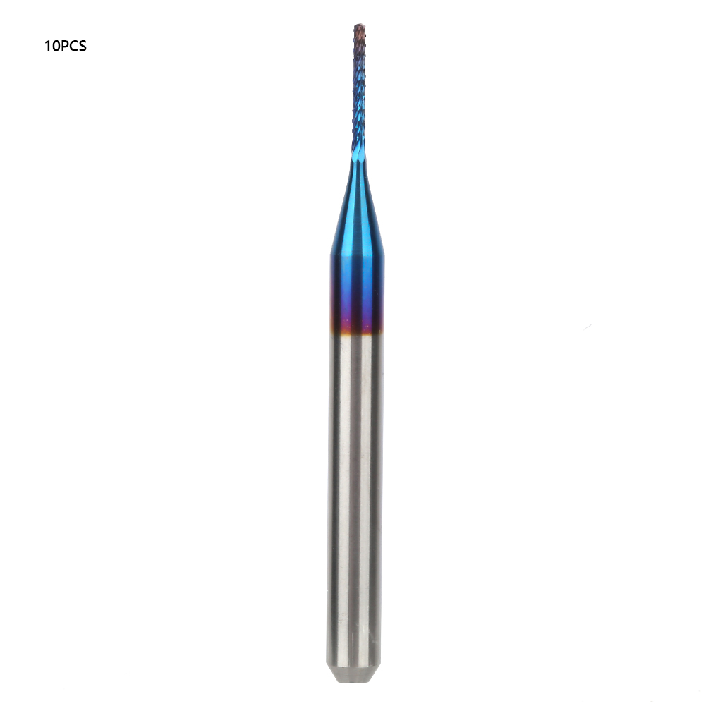 10 Stück Kegelfräser Aus Wolframkarbid, Blau Beschichtet, Schaftfräser Für Leiterplattengraviermaschinen (0,8 Mm)
