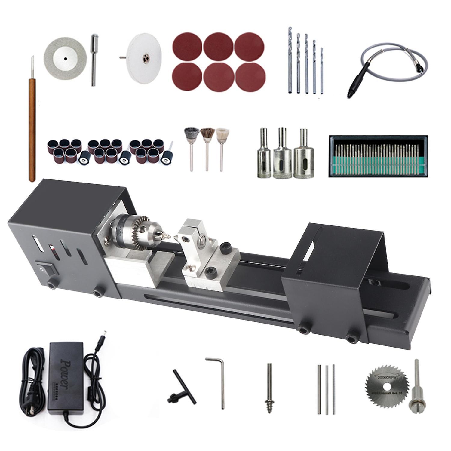 Mini-drehbank-perlenpoliermaschine Holzbearbeitung Handwerk Diy Rotationswerkzeug-set Standard-schleifset Eu Plus-universal-set