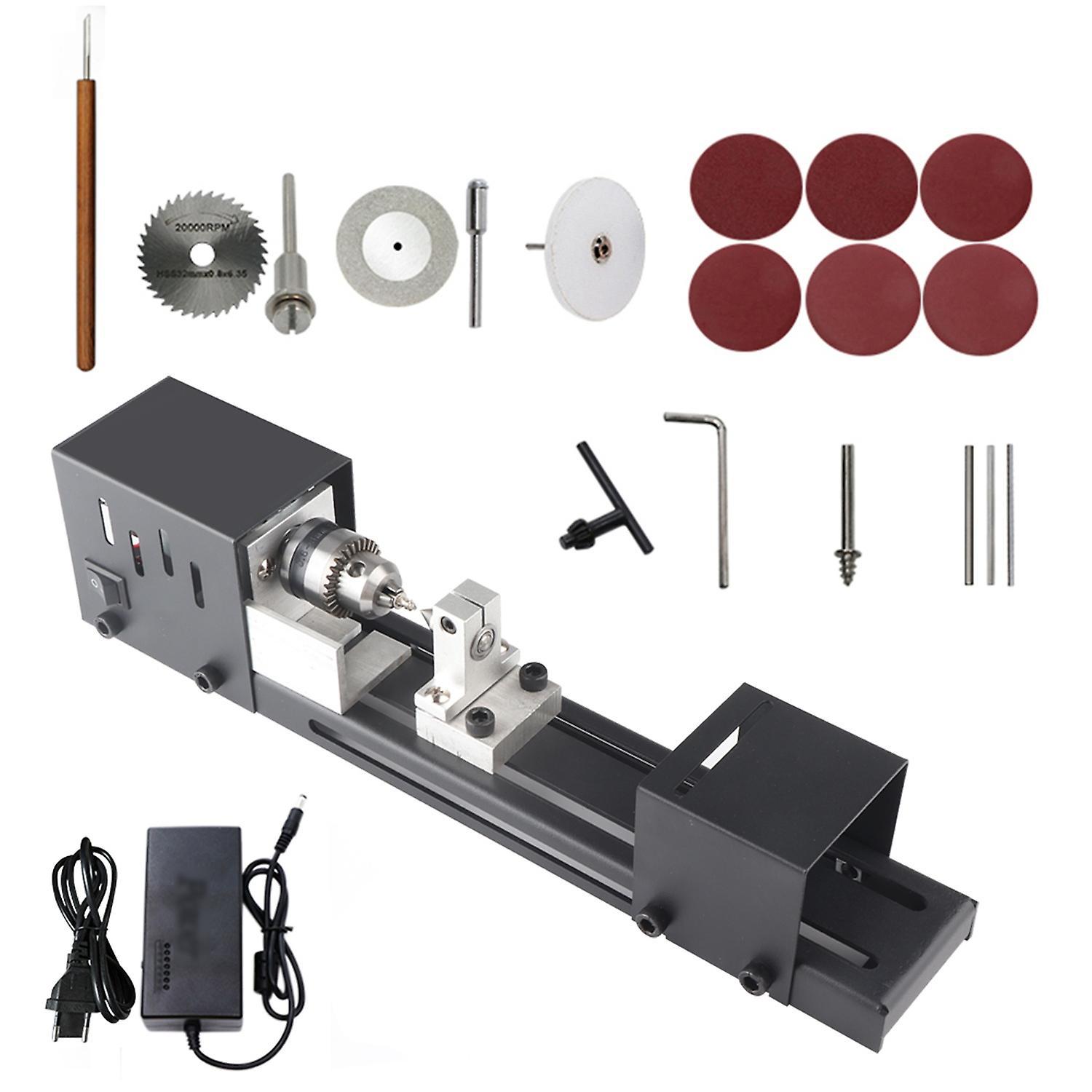 Mini-drehbank-perlenpoliermaschine Holzbearbeitung Handwerk Diy Rotationswerkzeug-set Standard-schleifset Eu-stecker