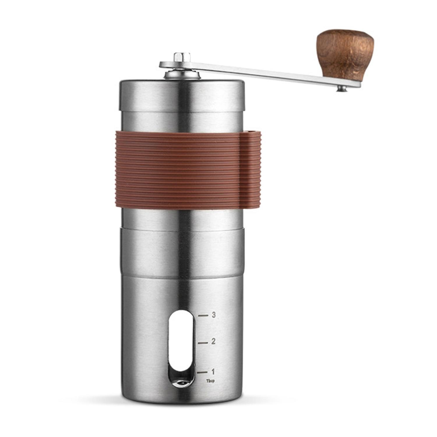 Manuelle Kaffeemühle Mit Keramikmahlwerk, Einstellbarem Mahlgrad, Edelstahlgehäuse Und Holzgriff