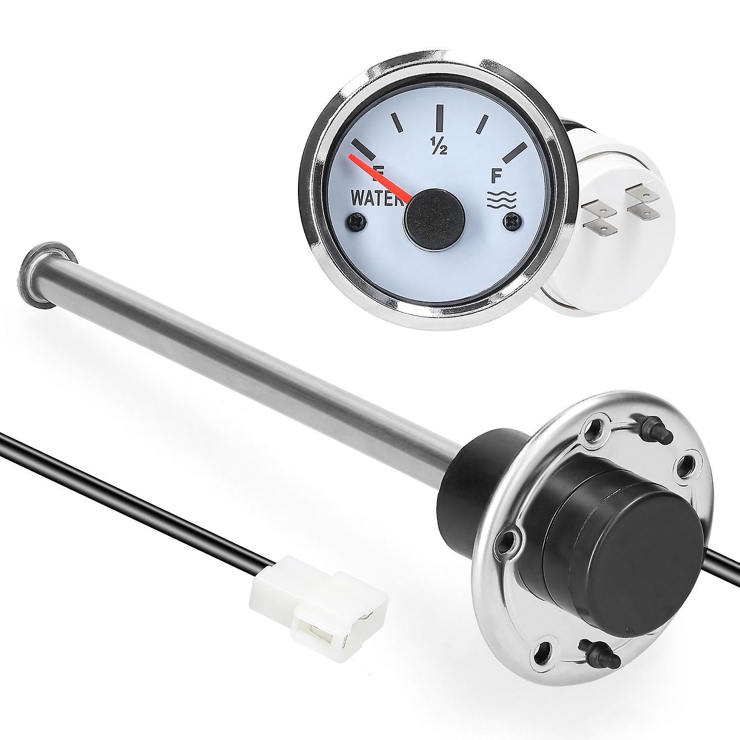 52-mm-kraftstoffstandanzeige Mit 200-mm-edelstahlsensor, 0–190-ohm-wasserstandsanzeiger, Silberfarben