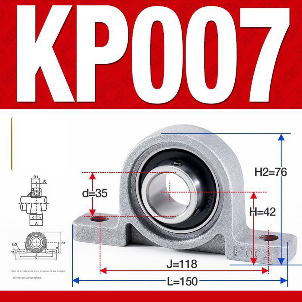Satz Mit 4 Kp007 Stehlagern Aus Zinklegierung – Vertikale Lagerstütze, 35 Mm Innenbohrung, Für Maschinen Und Getriebe, Silber