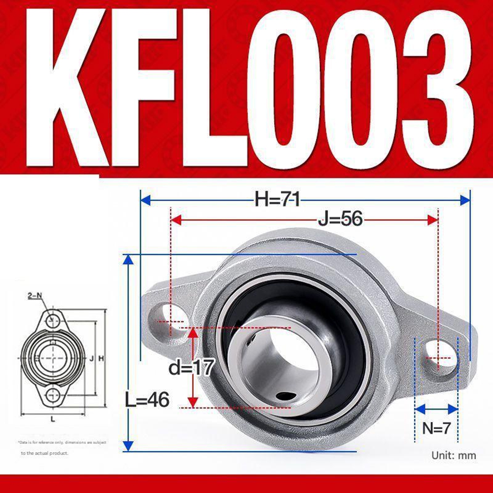 Satz Mit 4 Kfl003 Flanschlagern Aus Zinklegierung – 17 Mm Durchmesser, Diamantgelagert Für Getriebe Und Industriemaschinen, Silber