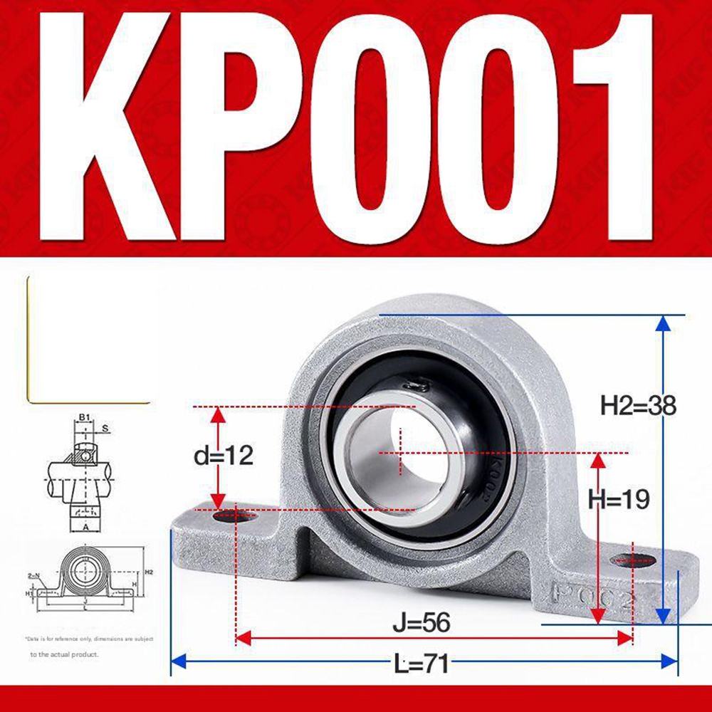 Satz Mit 4 Kp001 Stehlagern Aus Zinklegierung – Vertikale Lagerstütze, 12 Mm Bohrung, Für Maschinen Und Getriebe, Silber