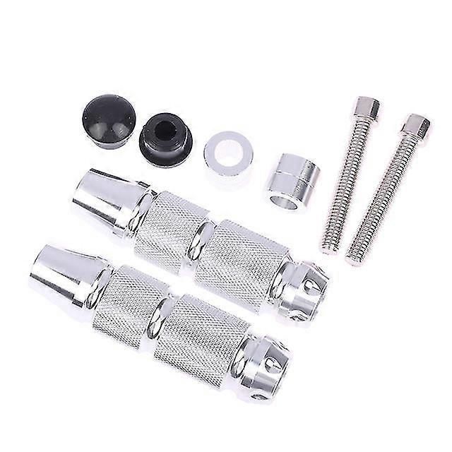 2 Stück Universal Cnc Aluminium Motorrad Fahrrad Atv Fußrasten Fußpedale - Silber