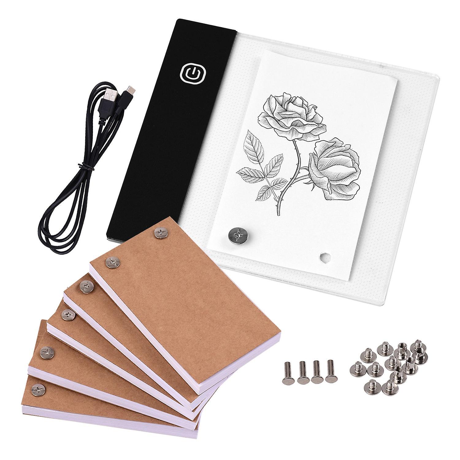 Flipbook-set Mit Mini-leuchtpad (led-leuchtkasten-tablet-design) Mit Loch Und 300 Blatt Papierfach