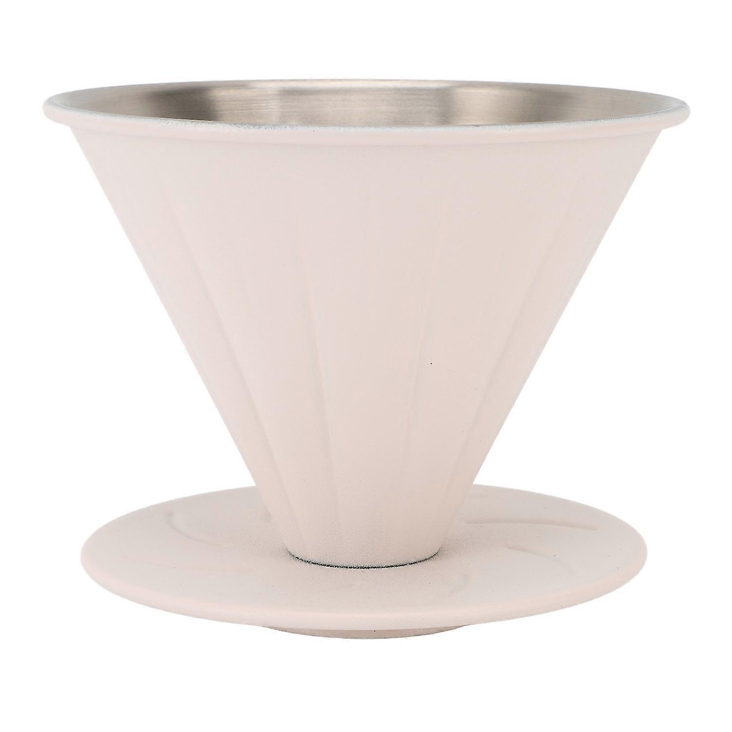 Pour-over-kaffeefilter, Edelstahl 304, Moderner Kaffeebrühkegel, Kaffeefilterbecher, Beige, Größe L