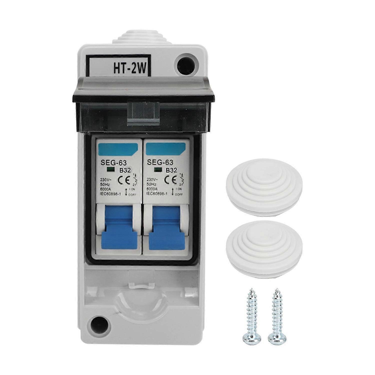 Mini-leistungsschalter, Wasserdichter Miniatur-verteilerkasten Für Den Außenbereich, 230 V, 32 A, 2-wege-mcb Typ B, Blau