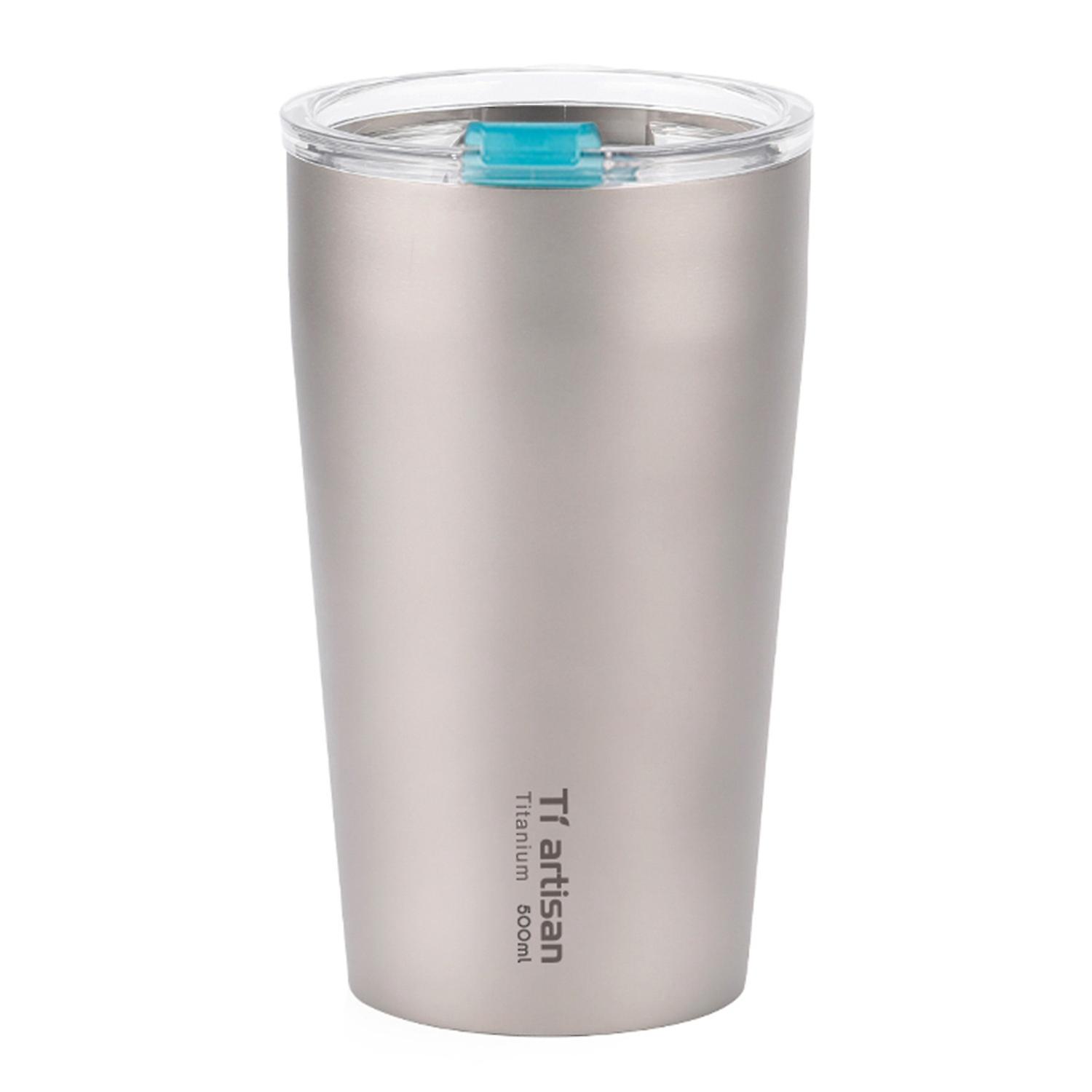 Outdoor-titan-teebecher, Doppelwandig, Camping-bierbecher, 500 Ml Wasserbecher Mit Rand – Blau