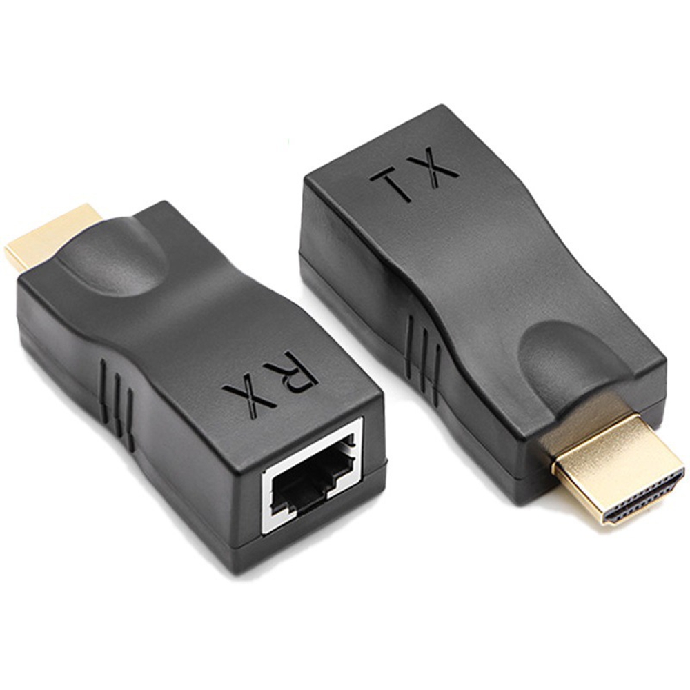 30 M Hdmi-hdtv-extender Mit Rj45-netzwerkkabel – Hd-hdmi-sender Und -empfänger Für Fernseher, Bildschirme Und Projektoren, 2 Stück, Schwarz
