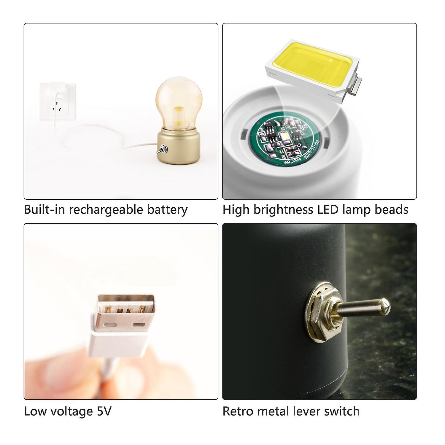 Retro-akku-glühbirnenlampe, Kleine Tragbare Nachtlampe, Augenschutz, Schlafzimmerdekoration, Stimmungsvolle Atmosphäre