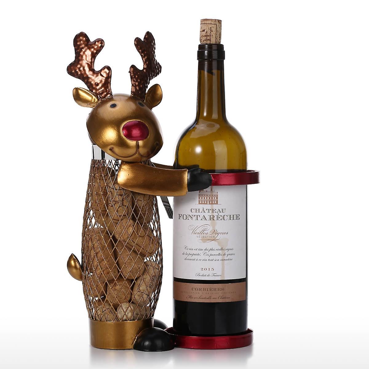 Weihnachtliches Elch-weinregal Mit Netz, Tier-weinhalter Aus Kork, Metall, Praktisches Bastelprojekt, Heimdekoration