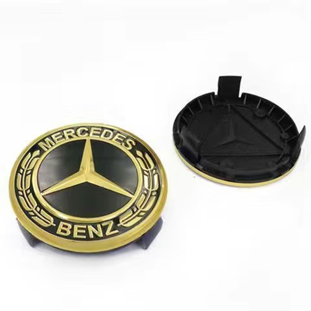 Satz Mit 4 Radnabenkappen (75 Mm) Für Mercedes Ce-klasse Glk Glc Cls Ml Ab, Goldenes Weizen-design, Felgenmittenemblem, 4 Stück, Gold