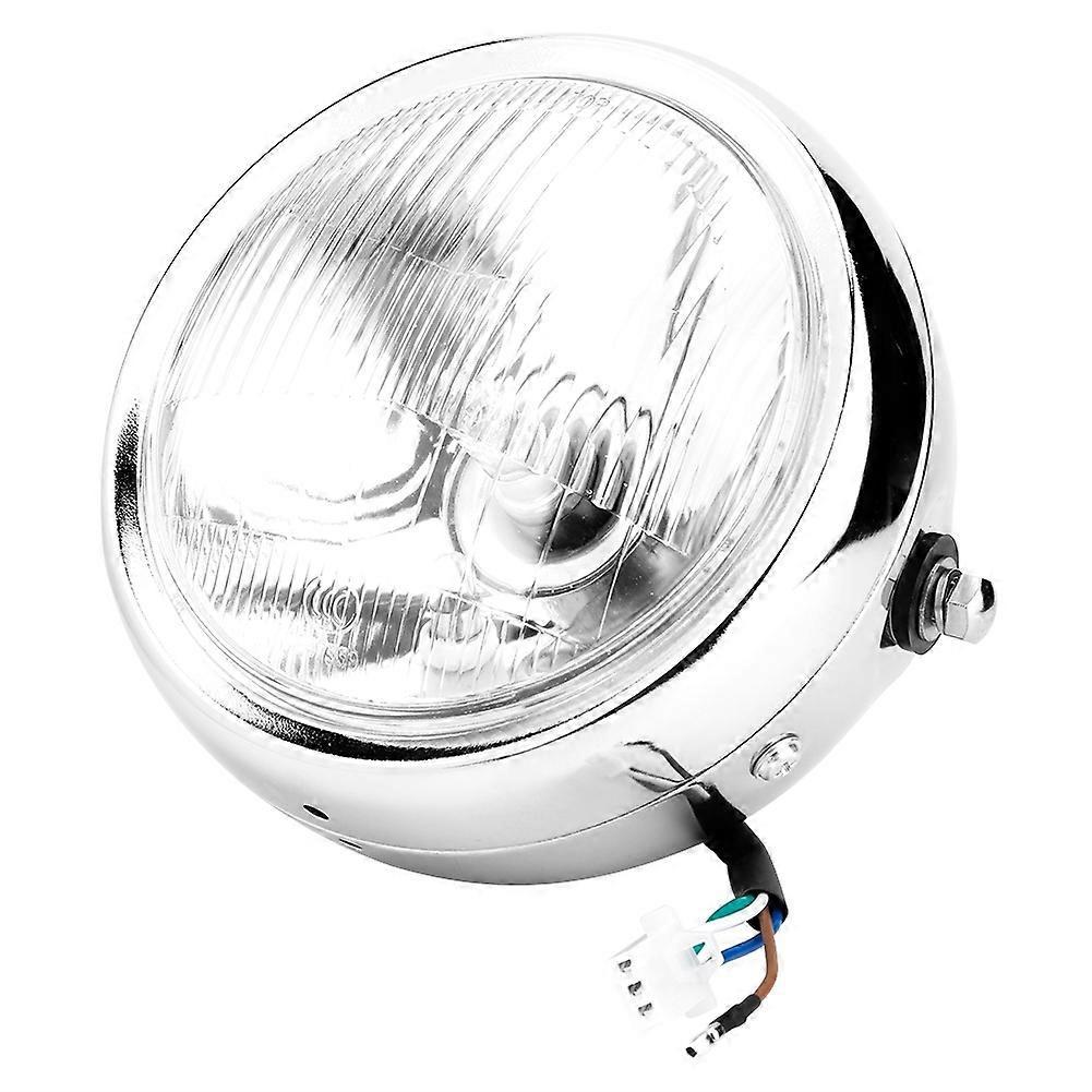 Universal Motorrad Retro Silbernes Gehäuse Weißer Glas Scheinwerfer Frontscheinwerfer Für Gn125