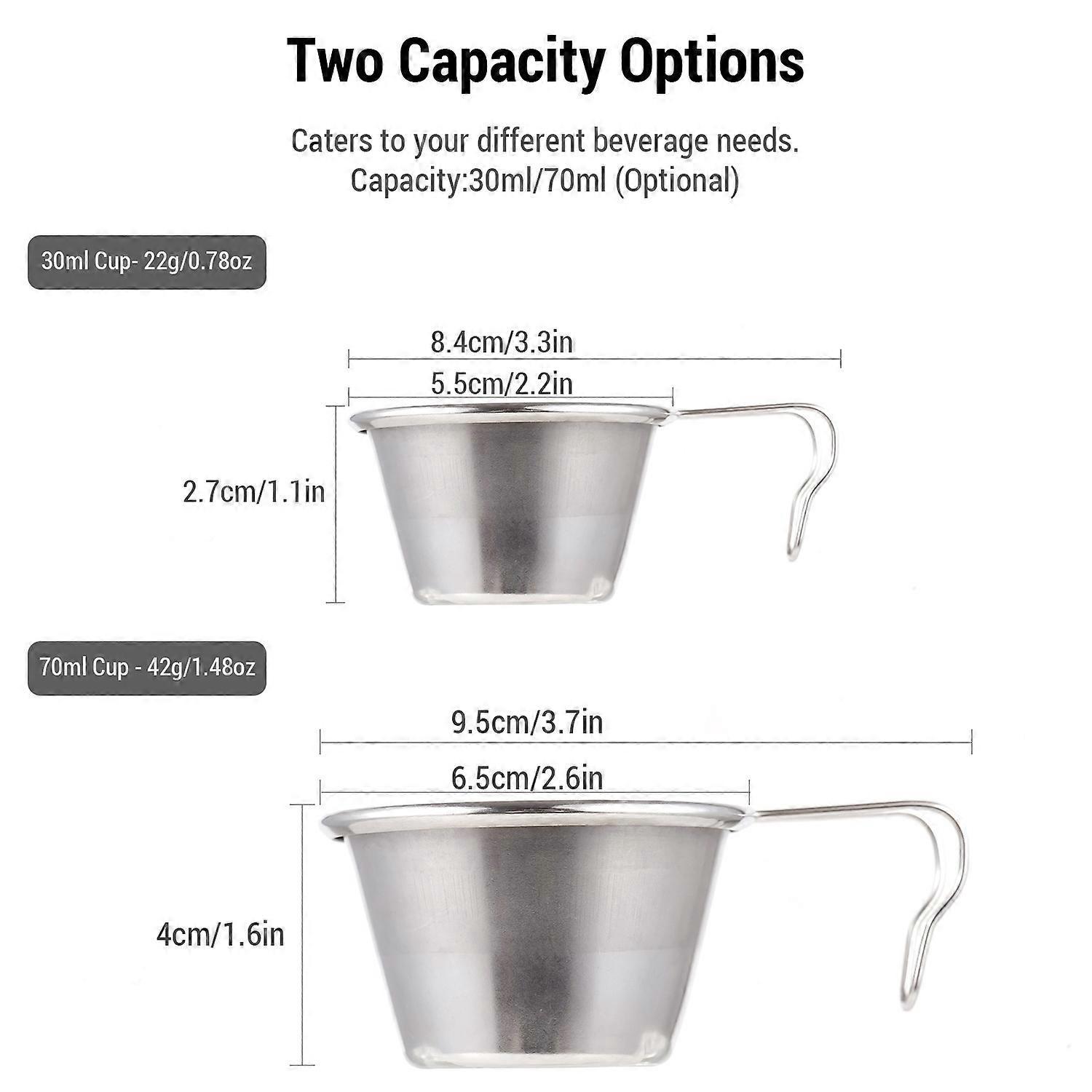 Sierra Cup Tee- Und Kaffeesets, 4-teilig, Edelstahl, Mit Klappgriff, 30 Ml Und 70 Ml. Perfekt Für