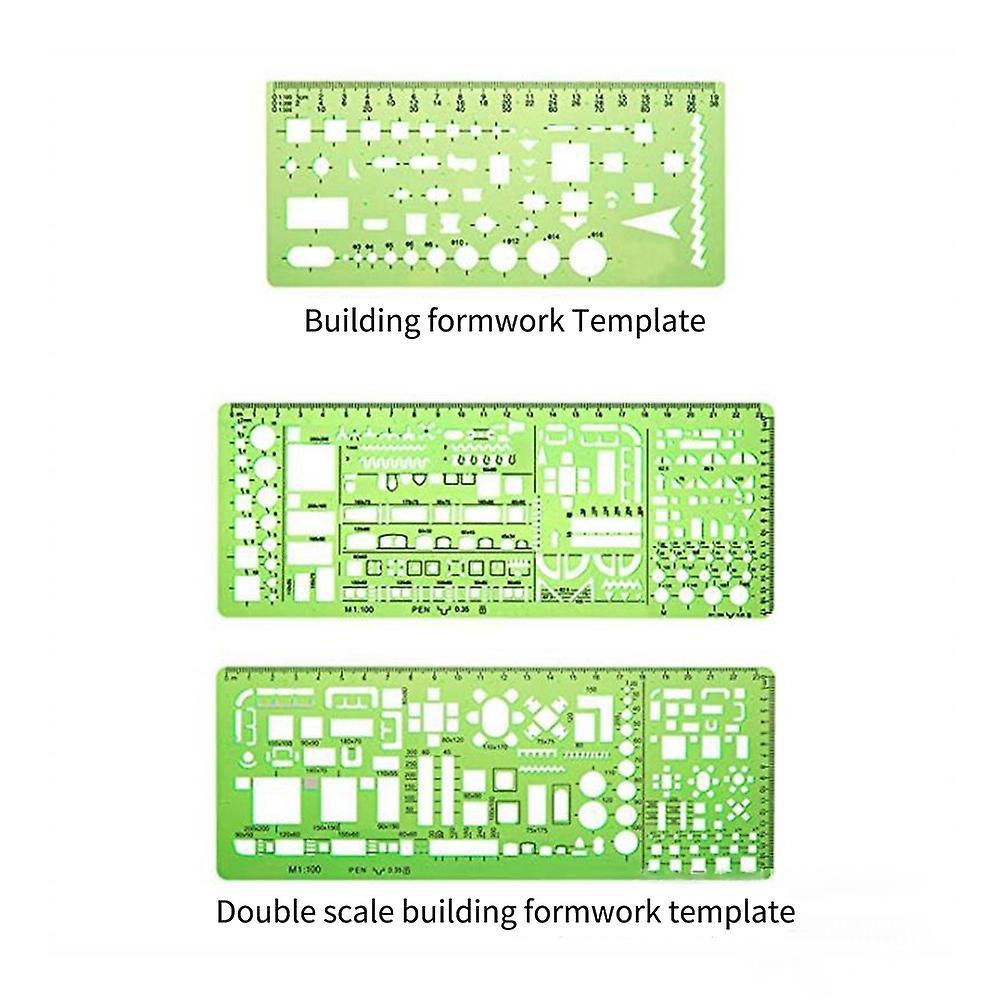 6-teiliges Zeichenschablonen-set Für Gebäudeschalungen, Geometrisches Design, Büromöbelzeichnung, Messschablone