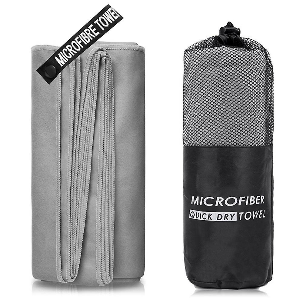 Mikrofaser-reisehandtücher, Schnelltrocknend, Ideal Für Camping, Strand, Fitnessstudio Und Rucksackreisen – 80 X 130 Cm – Hellgrau