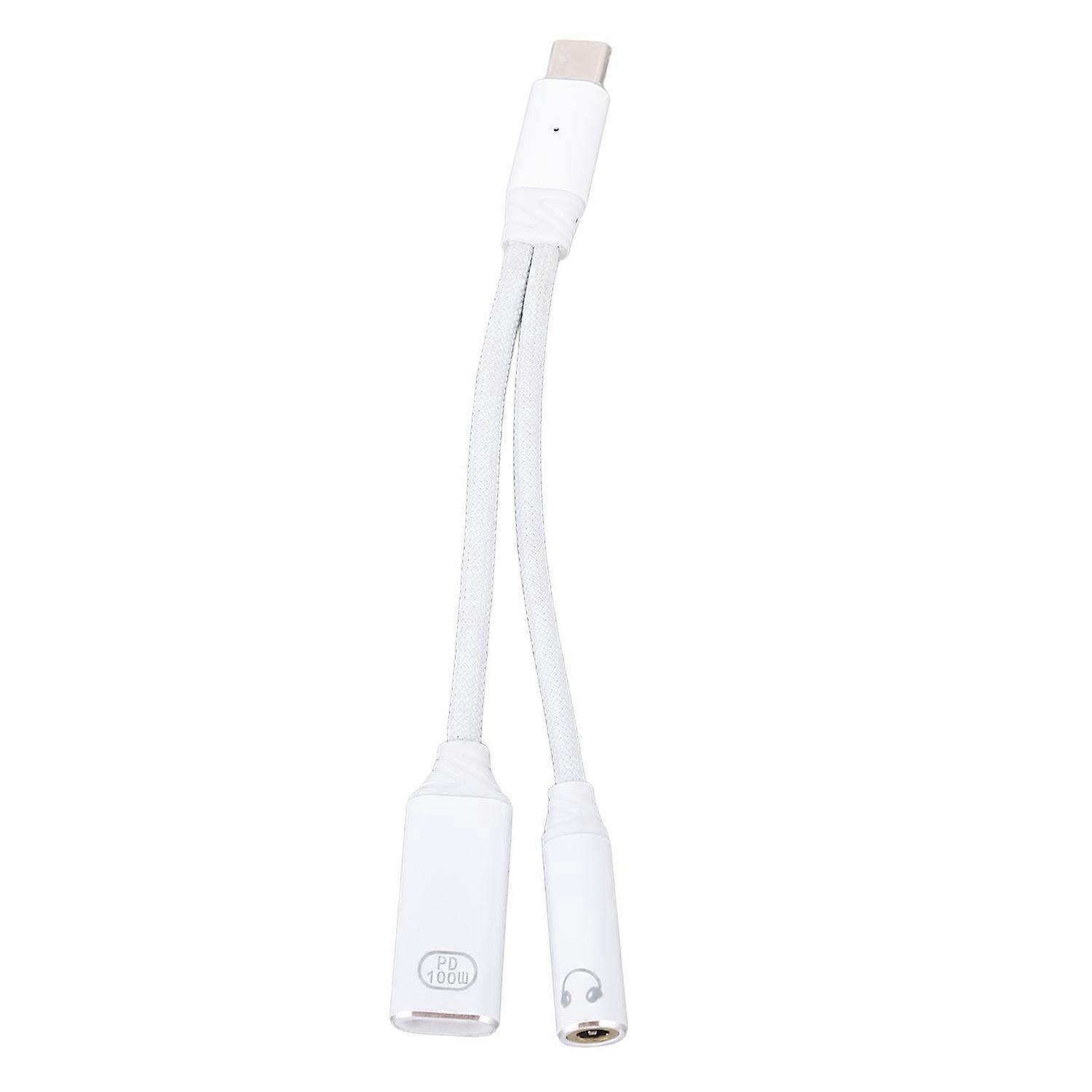 Usb-c-auf-3,5-mm-kopfhörerkabeladapter, 480 Mbit/s, Unterstützt 100 W Pd, 2-in-1-usb-c-stecker Auf 3,5-mm-klinkenbuchse