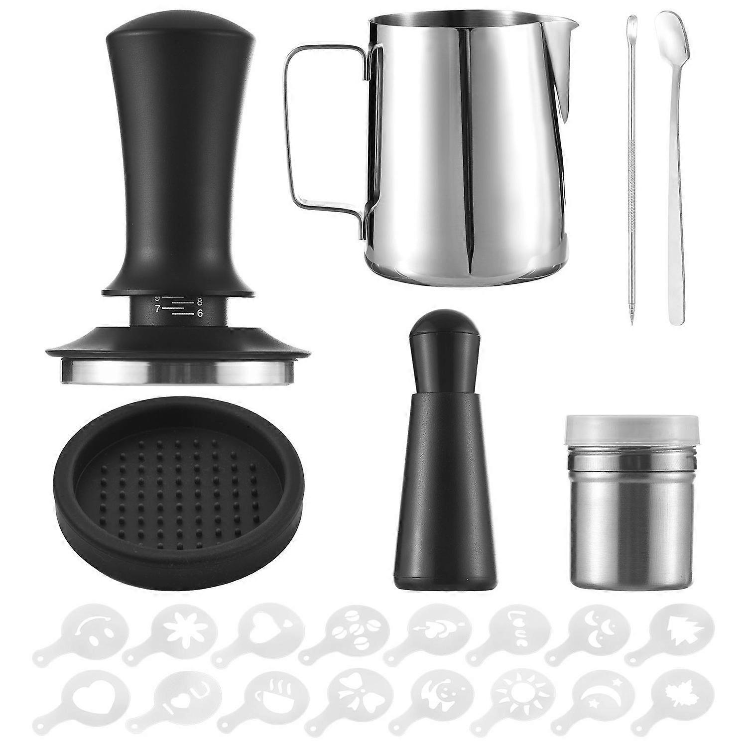 23-teiliges Kaffee-kunst-set, 350 Ml Milchaufschäumkännchen Aus Edelstahl Mit Waage, 16 Kaffeedekorationsteile