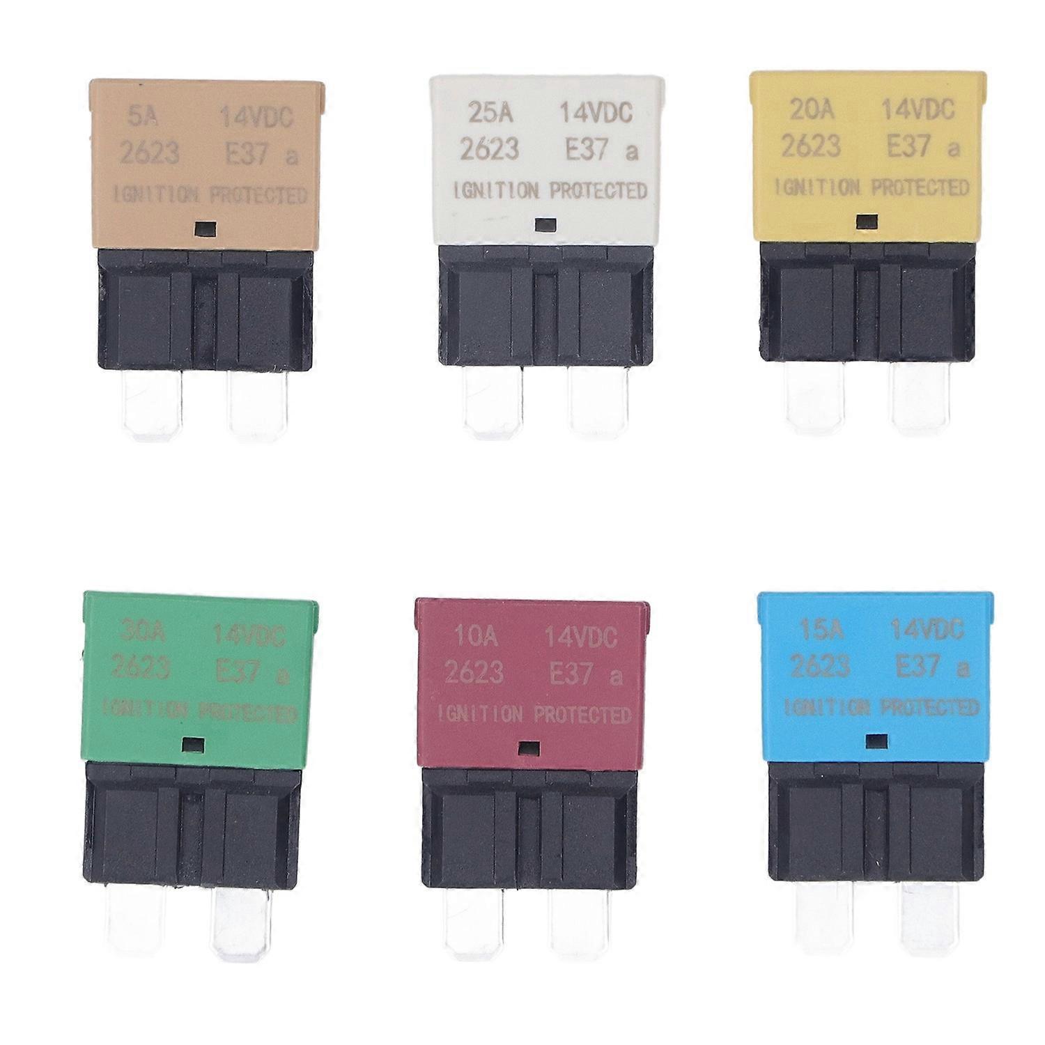 6-teiliges Sortiment Automatischer Flachsicherungen E37 Für Geldautomaten-mini-leistungsschutzschalter 5a 10a 15a 20a