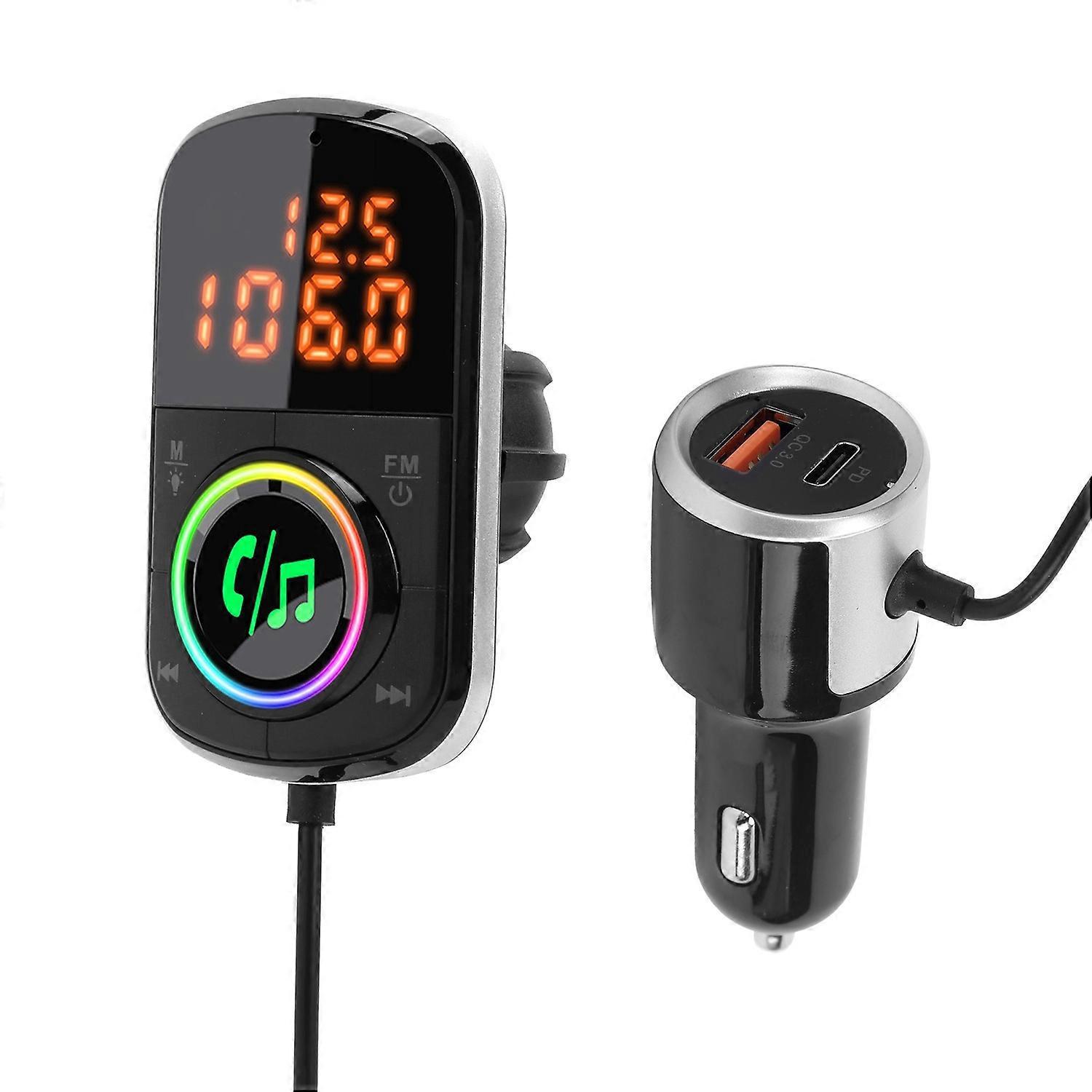 12–24 V Bluetooth-fm-transmitter Mit Freisprechfunktion, Pd3.0/qc3.0-schnellladefunktion, Lcd-display Mit Farbiger Led-beleuchtung