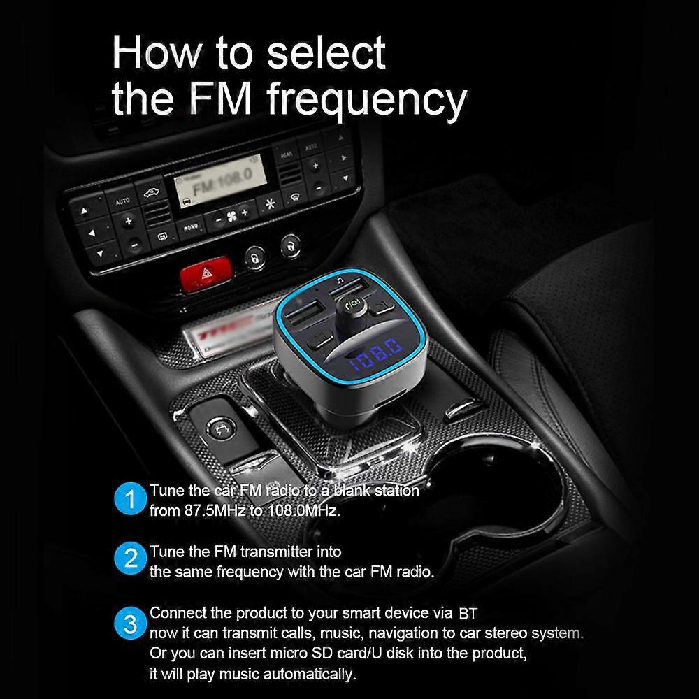 T25s Auto-mp3-player Mit Multifunktions-bluetooth 5.0, Zwei Usb-ladeanschlüssen, Freisprechfunktion, Tf-karten- Und Usb-stick-musikwiedergabe