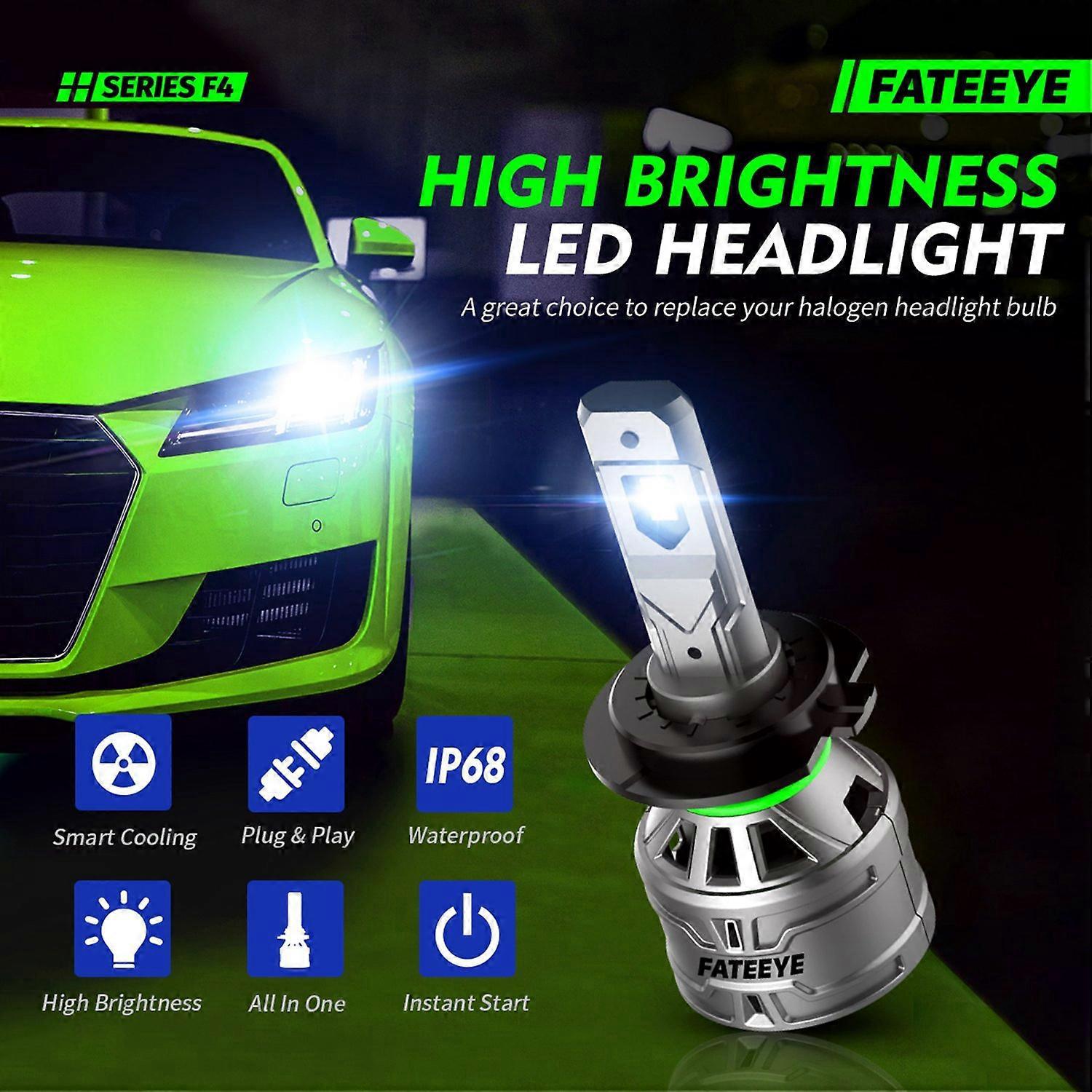 Fateeye Led-autoscheinwerferlampe H4 H7 H11 9005 9006 6500k Tagfahrlicht 13000lm/paar 60w/paar