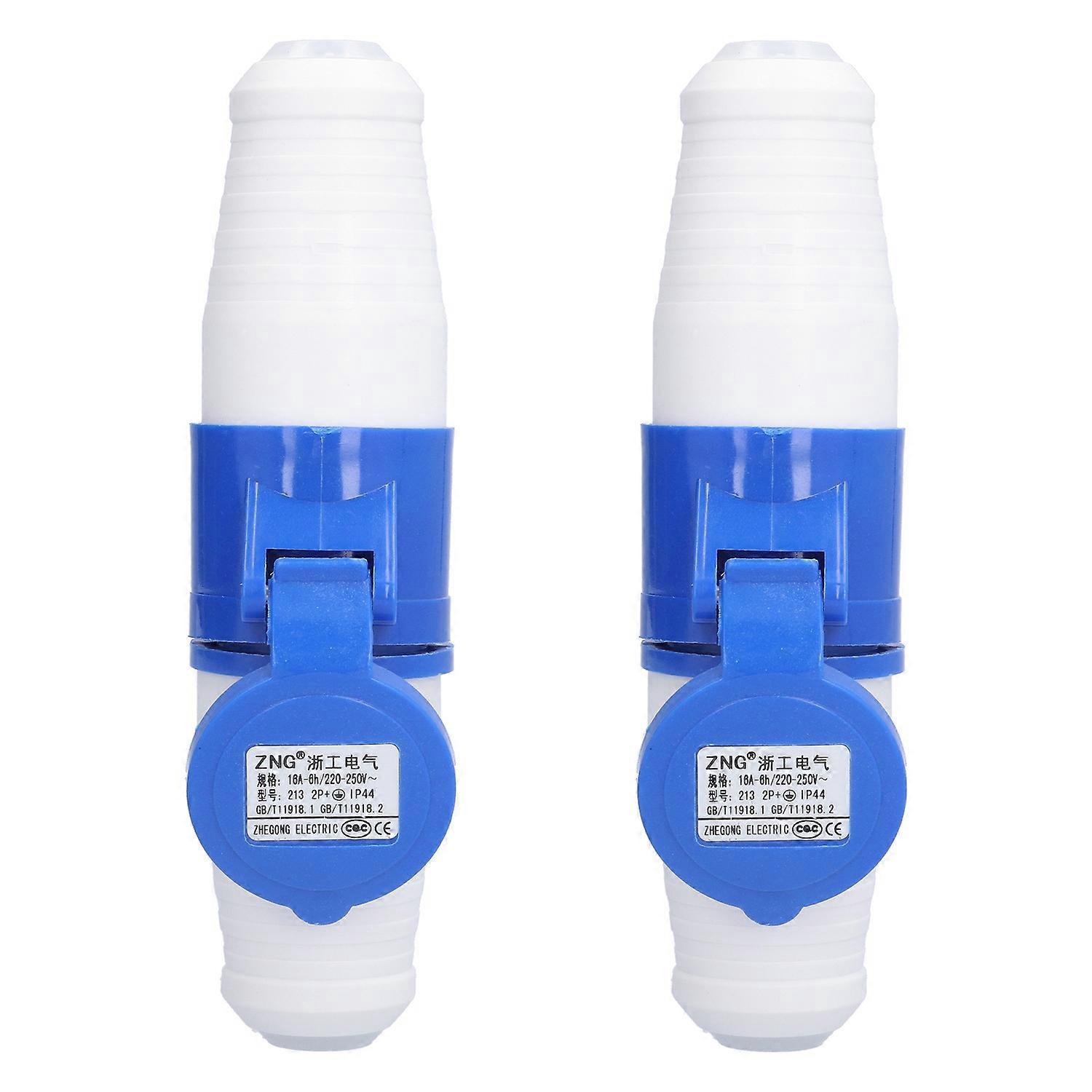 2er-set 3-poliger Rundstecker, Einphasig, Industrietauglich, 220–250 V, 16 A, 2p+e, Schutzart Ip44