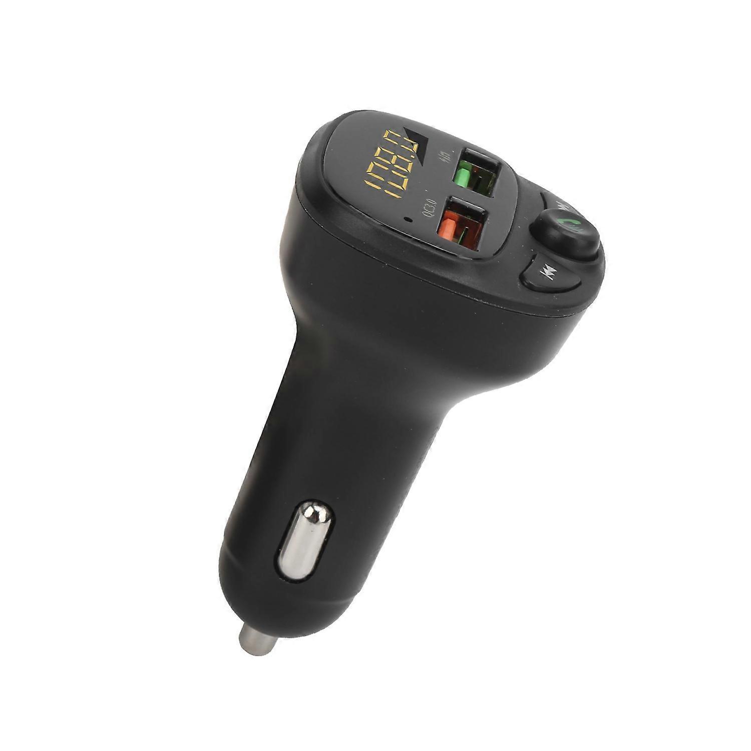 Dual-usb-fm-transmitter Fürs Auto, Bluetooth 5.0, Qc 3.0, Led-display, Kabellose Freisprecheinrichtung, Sprachansage, 12–24 V