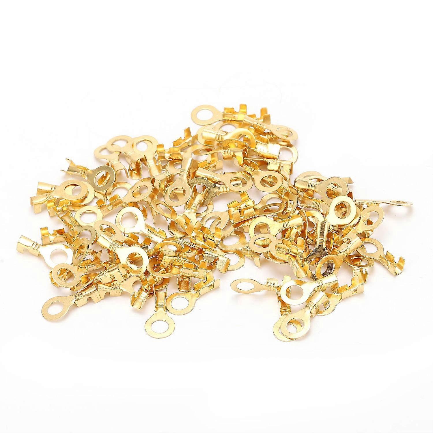 100 Stück Ringkabelschuhe Aus Blankem Messing, Kaltgepresst, M5 5,2 Mm