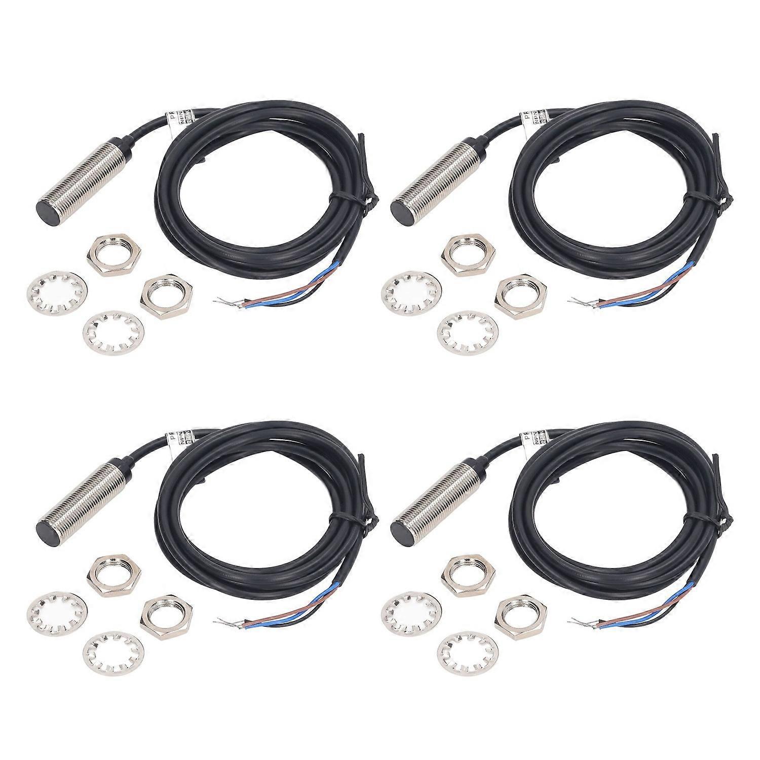 4er-set Induktiver Näherungsschalter, 12 Mm Durchmesser, Npn, Dc, 3-adrig, Nc-kontakt, 6–36 V Dc, 2 Mm Messbereich