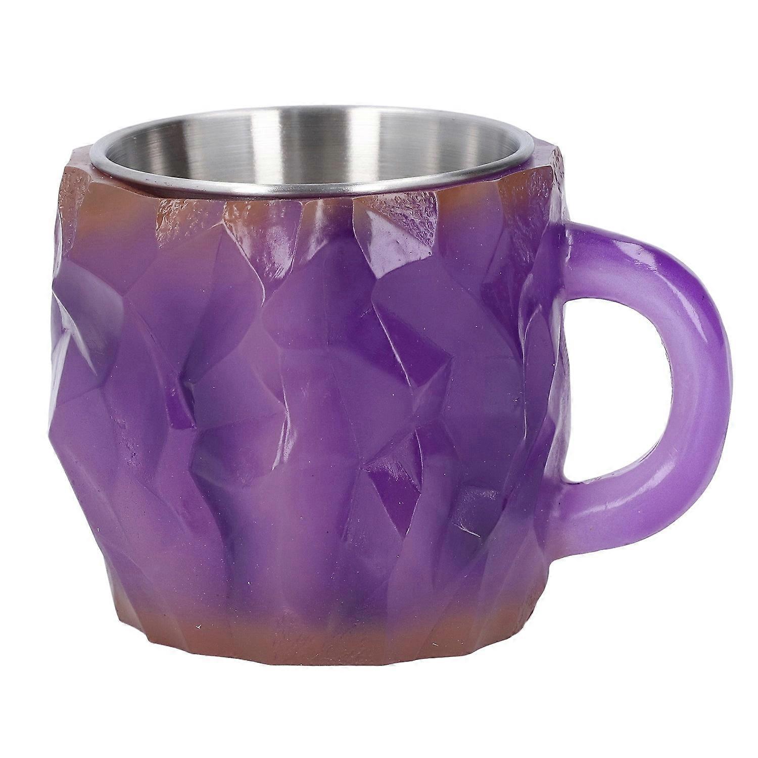 Kaffeebecher Aus Kunstharz Und Edelstahl, Einzigartiger Kaffeebecher Mit Simuliertem Mineralkristall Zur Dekoration