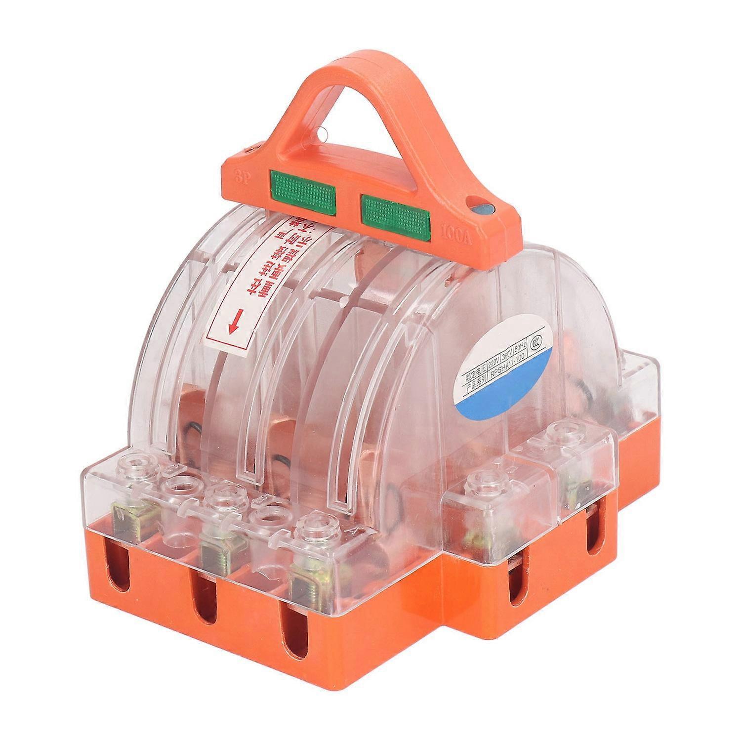 Elektrischer Messerschalter, 3-polig, 2-fach Umschalter, Messingkontakt, Transparente Abdeckung, 220 V/380 V, Für Stromkreise